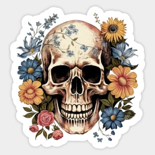 Skull with flowers Sticker